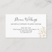 エレガント金ゴールドフローラ線スケッチウェディングプランナー 名刺 (裏面)