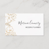 エレガント金ゴールドフローラ線スケッチウェディングプランナー 名刺 (正面)