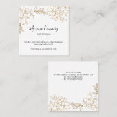 エレガント金ゴールドフローラ線スケッチエステティシャン スクエア名刺 (正面/裏面)