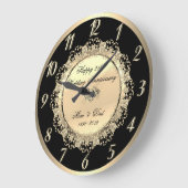 エレガント金ゴールドフローラ25結婚周年記念 ラージ壁時計 (傾斜)