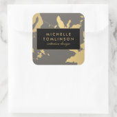 エレガント金ゴールドフローラIIIステッパーソナライズされたカー スクエアシール (バッグ)