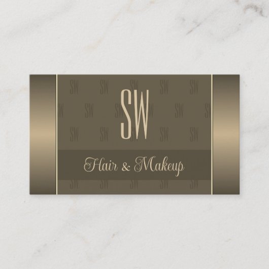 エレガント金ゴールドブスタイリッシュロン(モノグラムと写真) 名刺 (正面)