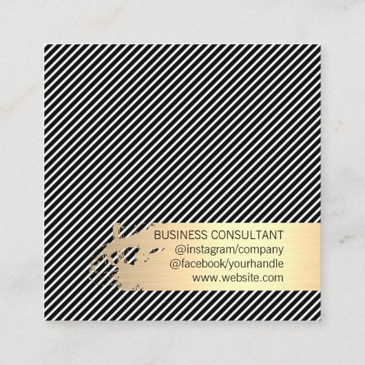 エレガント金ゴールドブストライプラシ仕上げ スクエア名刺 (裏面)