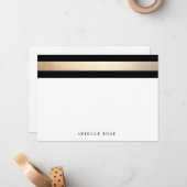 エレガント金ゴールドブストライプラック ノートカード (正面/裏面インサイチュ)