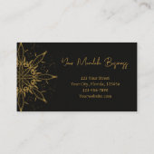 エレガント金ゴールドブモダンラックスボヘミアンマンダラ 名刺 (裏面)