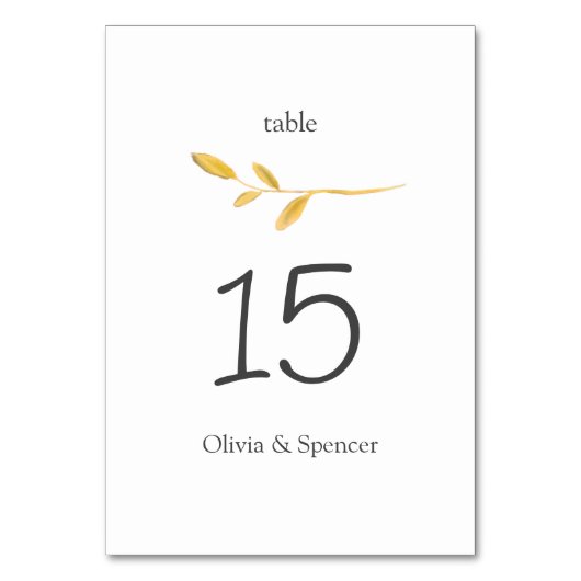 エレガント金ゴールドブモダンランスクリプ結婚ト テーブルナンバー (正面)