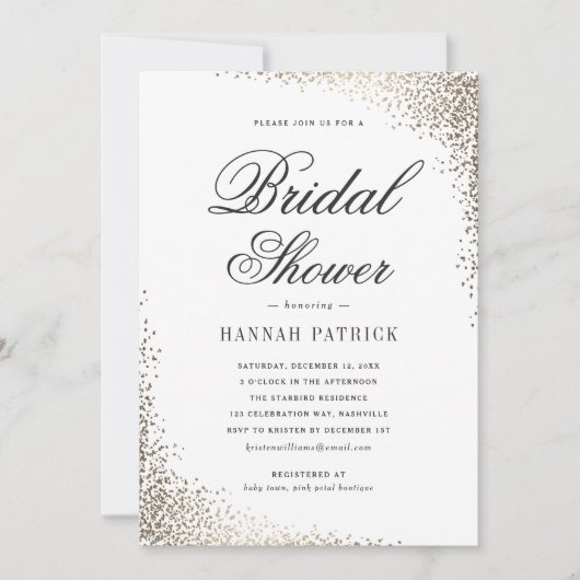 エレガント金ゴールドブライダルシャワー 招待状 (正面)