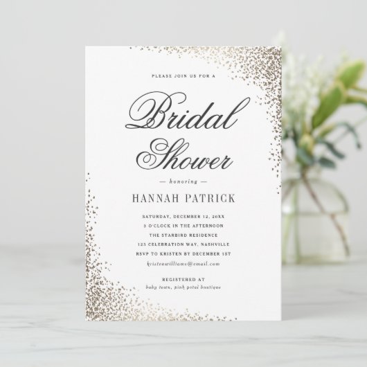 エレガント金ゴールドブライダルシャワー 招待状 (スタンド正面)