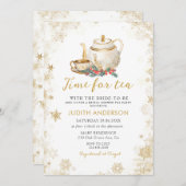 エレガント金ゴールドブライダルシャワー 招待状 (正面/裏面)