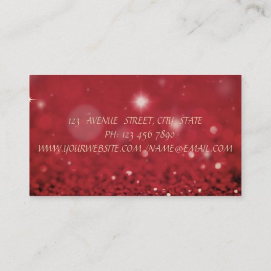 エレガント金ゴールドブラシストロークのジオメトリックな赤《写真》ぼけ味 名刺 (裏面)