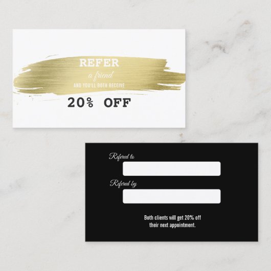 エレガント金ゴールドブラシストロークのメイクアップアーティスト紹介 紹介カード (正面/裏面)