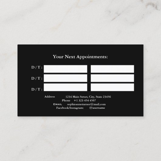 エレガント金ゴールドブラシストロークプロフェッショナルアポイントメント 予約カード (裏面)