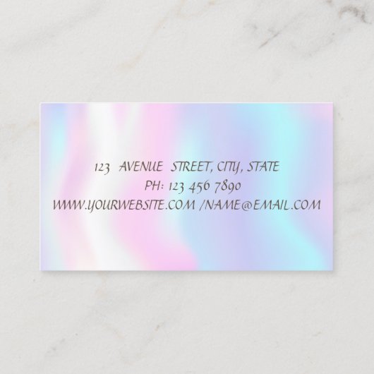 エレガント金ゴールドブラシストローク、線、ホログラフィックオパール 名刺 (裏面)