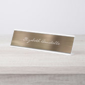 エレガント金ゴールドブラシ仕上げメタル手書き デスクネームプレート (正面)