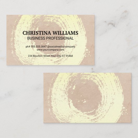 エレガント金ゴールドブラシ付き円 |テクスチャの背景 名刺 (正面/裏面)