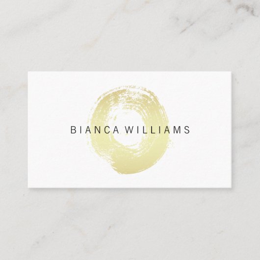 エレガント金ゴールドブラシ付き円 名刺 (正面)