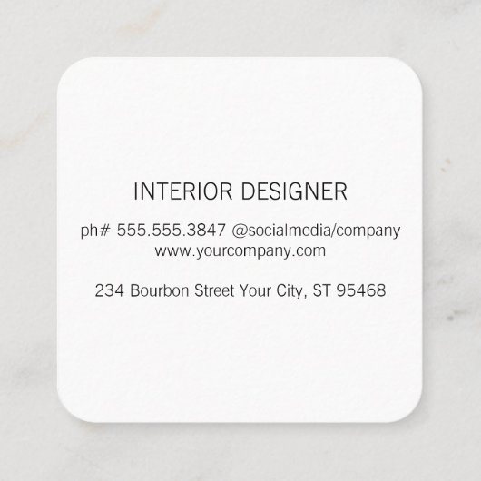 エレガント金ゴールドブラシ付き円/黒 スクエア名刺 (裏面)