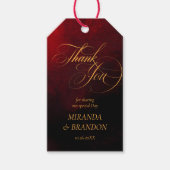 エレガント金ゴールドブラックとレッド結婚式の引き出物ラベル ギフトタグ (正面)