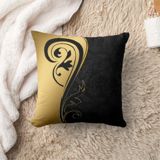 エレガント金ゴールドブラックと色ポップ・アートのの一つ クッション (ブランケット)