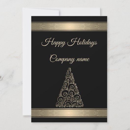 エレガント金ゴールドブラックの休日企業の会 招待状 (裏面)