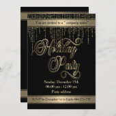 エレガント金ゴールドブラックの休日企業の会 招待状 (正面/裏面)