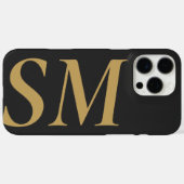 エレガント金ゴールドブラックはっきりしたイニシャルモノグラム Case-Mate iPhoneケース (裏面 (横))