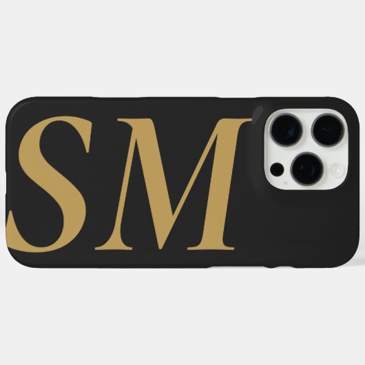 エレガント金ゴールドブラックはっきりしたイニシャルモノグラム Case-Mate iPhoneケース (裏面 (横))