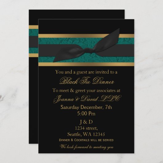 エレガント金ゴールドブラックアクア企業のパーティの招待状 招待状 (正面/裏面)