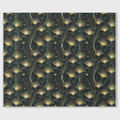 エレガント金ゴールドブラックアートデコフローラ ラッピングペーパー (フラット)