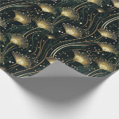 エレガント金ゴールドブラックアートデコフローラ ラッピングペーパー (角)