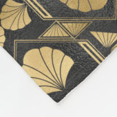 エレガント金ゴールドブラックアールデコシェルモノグラムパターン フリースブランケット (角)