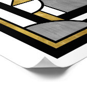 エレガント金ゴールドブラックアールデコ抽象芸術宇宙飛行士 ポスター (角)