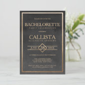 エレガント金ゴールドブラックウォーターのカラーフレームバチェロレッテ 招待状 (スタンド正面)