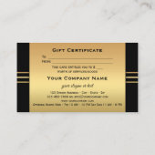 エレガント金ゴールドブラックギフト証明書テンプレート 割引カード (裏面)