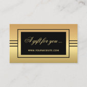 エレガント金ゴールドブラックギフト証明書テンプレート 割引カード (正面)