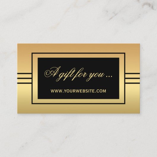 エレガント金ゴールドブラックギフト証明書テンプレート 割引カード (正面)