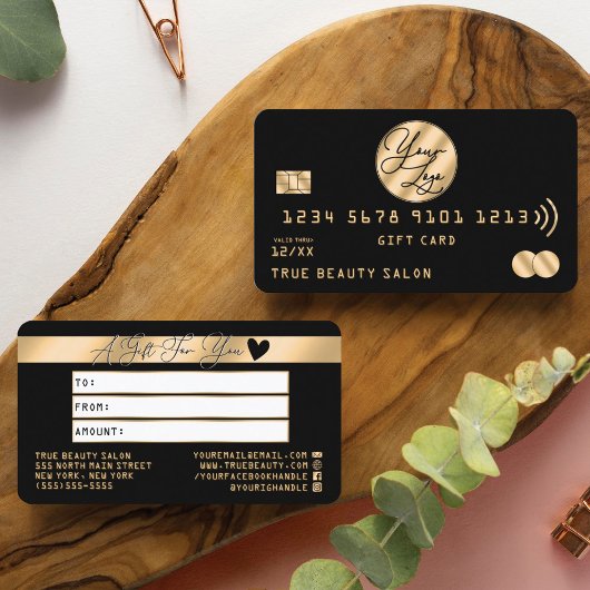 エレガント金ゴールドブラッククレジットロゴギフト券 名刺