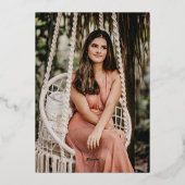 エレガント金ゴールドブラックスクリプトオーバーレイ写真卒業 箔招待状 (裏面)