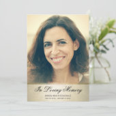 エレガント金ゴールドブラックスクリプトフォト葬儀カード サンキューカード (スタンド正面)