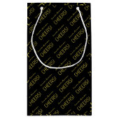 エレガント金ゴールドブラックスクリプト名 スモールペーパーバッグ (裏面)