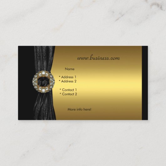 エレガント金ゴールドブラックダイヤモンドジュエル 名刺 (裏面)