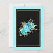 エレガント金ゴールドブラックティール（緑がかった色）結婚フローラの親 招待状 (裏面)