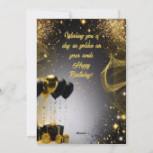 エレガント金ゴールドブラックハッピーバースデーお祝い シーズンカード (裏面)