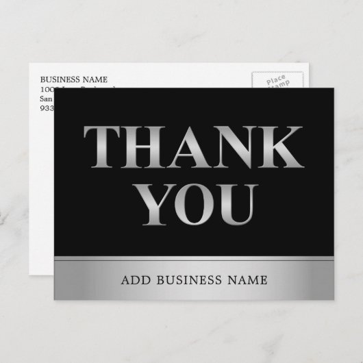 エレガント金ゴールドブラックビジネス（ロゴ付き） – ありがとうございます ポストカード (正面/裏面)