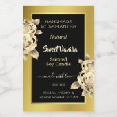 エレガント金ゴールドブラックフローラ製品ラベル美しいと フードラベル (シングルラベル)