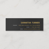 エレガント金ゴールドブラックプロフェッショナルカスタム スキニー名刺 (裏面)