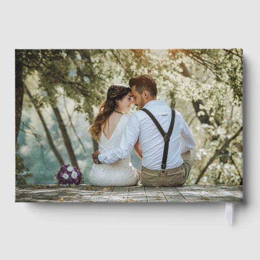 エレガント金ゴールドブラックモダンフォトモノグラム結婚ズ ゲストブック (裏面)