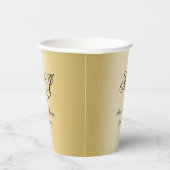 エレガント金ゴールドブラックモノグラム結婚スクリプト 紙コップ (右)