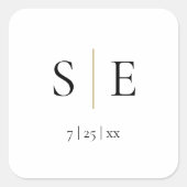 エレガント金ゴールドブラックモノグラム結婚ズ スクエアシール (正面)