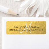 エレガント金ゴールドブラックモノグラム結婚ズ ラベル (インサイチュ)